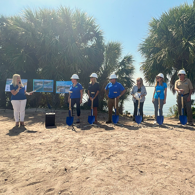 Group at groundbreaking of the Titusville living shoreline